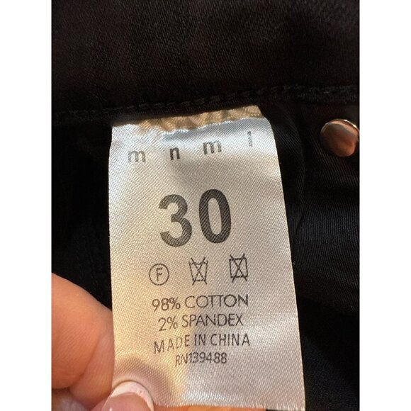 MNML X597 Paneled Skinny Stacked Distressed Denim Black Size 30 RN 139488 EUC - Picture 6 of 6